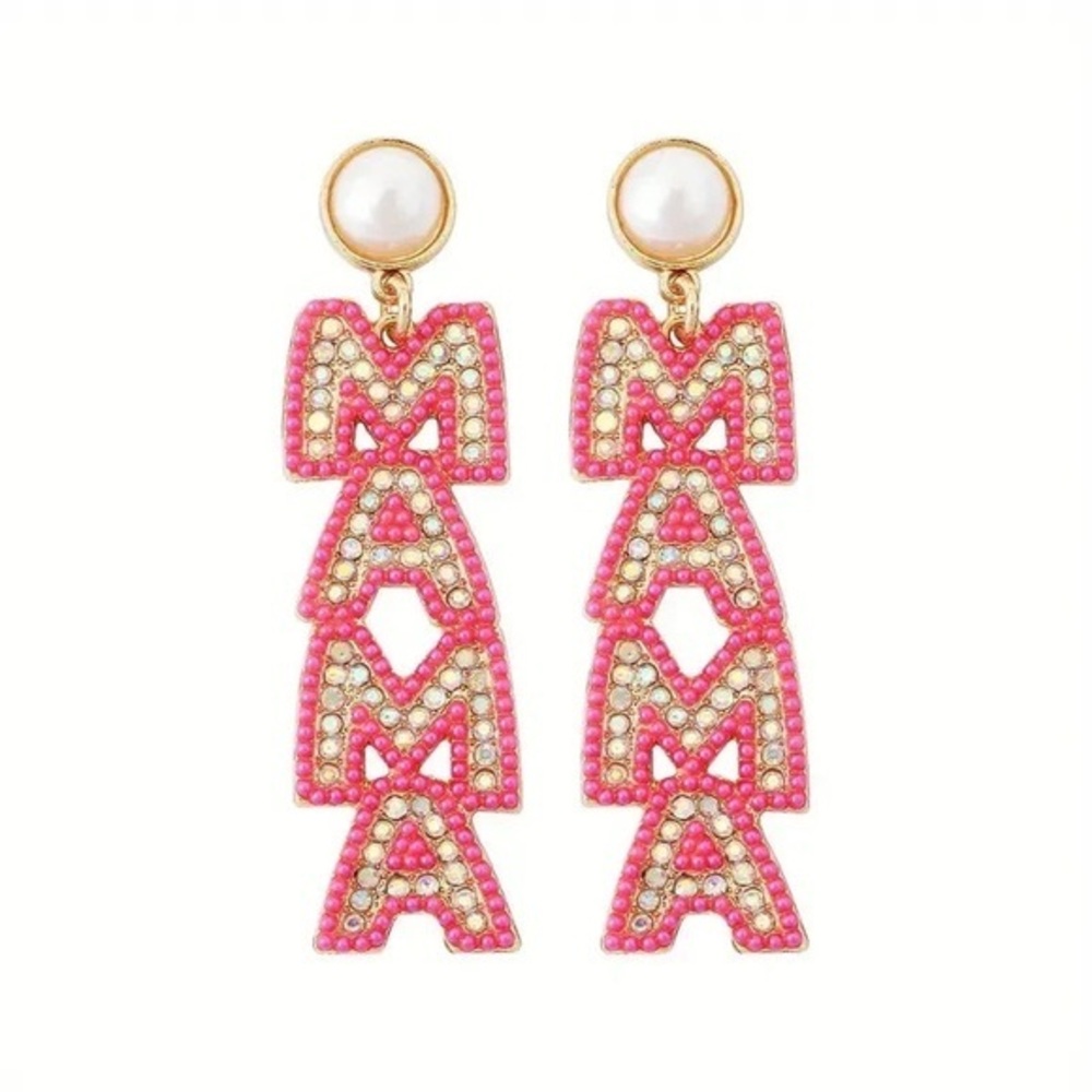 Pink and Gold 'MAMA' Earrings